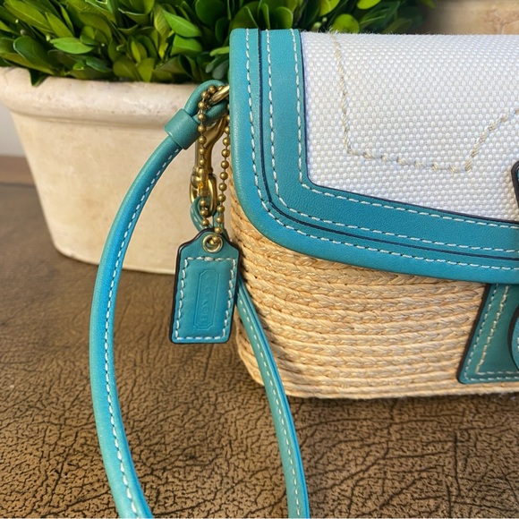 Coach Legacy Y2K Teal Woven Clutch Wallet - Picture 4 of 12